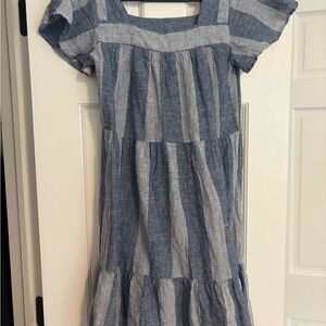 Beachlunchlounge Blue and Gray Flutter Sleeve Sundress